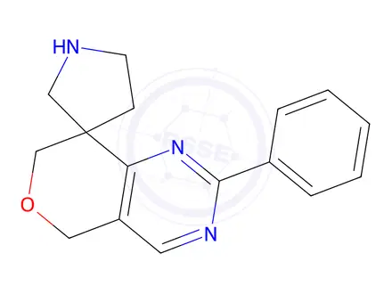 Chemical structure of 2-Phenyl-5,7-dihydrospiro[pyrano[4,3-d]pyrimidine-8,3'-pyrrolidine]