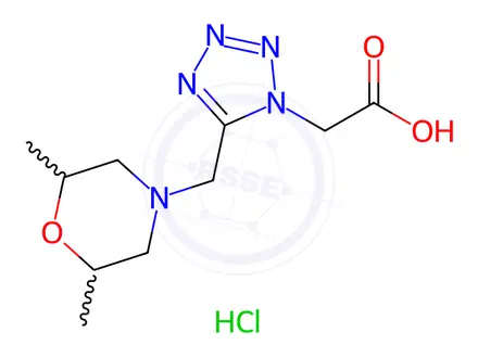 Chemical structure of {5-[(2,6-Dimethylmorpholin-4-yl)methyl]-1H-tetrazol-1-yl}acetic acid hydrochloride