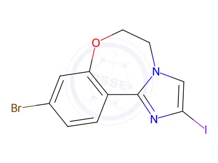 Chemical structure of IMidazo[1,2-d][1,4]benzoxazepine,9-broMo-5,6-dihydro-2-iodo-