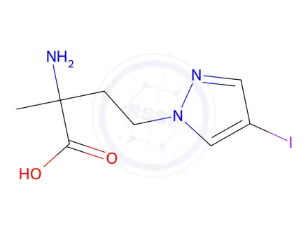 Chemical structure of 2-Amino-4-(4-iodo-1h-pyrazol-1-yl)-2-methylbutanoic acid