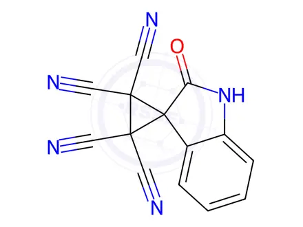 Chemical structure of 2'-oxo-1',2'-dihydrospiro[cyclopropane-1,3'-indole]-2,2,3,3-tetracarbonitrile