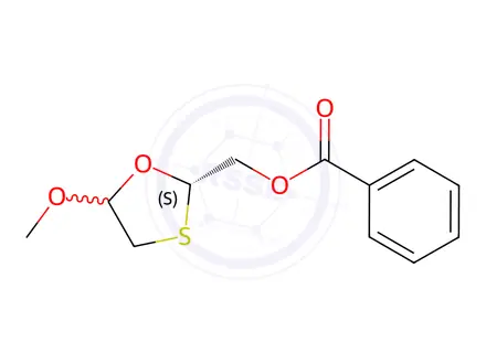Chemical structure of (S)-(5-Methoxy-1,3-Oxathiolan-2-yl)methyl Benzoate