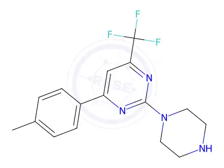 Chemical structure of 2-(Piperazin-1-yl)-4-(p-tolyl)-6-(trifluoromethyl)pyrimidine