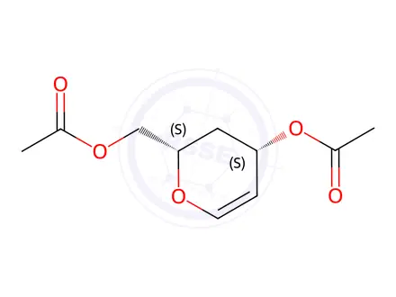 Chemical structure of ((2S,4S)-4-Acetoxy-3,4-dihydro-2H-pyran-2-yl)methyl acetate
