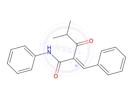 Chemical structure of (E)-2-Benzylidene-4-methyl-3-oxo-N-phenylpentanamide