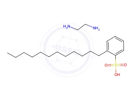 Chemical structure of dodecylbenzenesulphonic acid, compound with ethylenediamine (1:1)