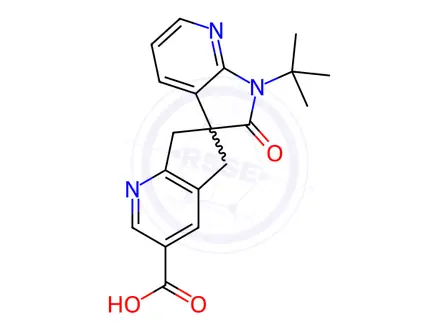 Chemical structure of 1'-(Tert-butyl)-2'-oxo-1',2',5,7-tetrahydrospiro[cyclopenta[b]pyridine-6,3'-pyrrolo[2,3-b]pyridine]-3-carboxylic acid