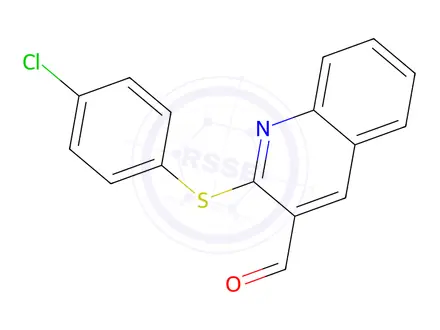 Chemical structure of 2-((4-Chlorophenyl)thio)quinoline-3-carbaldehyde