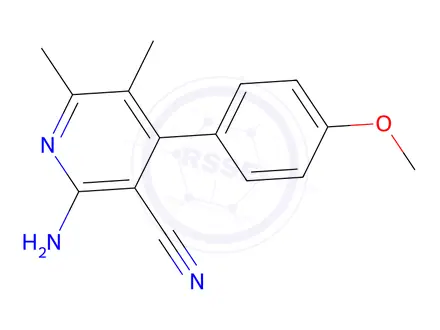 Chemical structure of 2-Amino-4-(4-methoxyphenyl)-5,6-dimethylnicotinonitrile