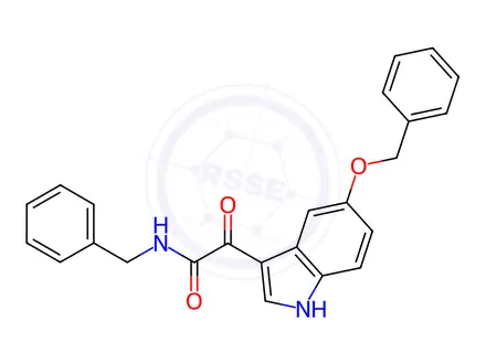 Chemical structure of N,5-Dibenzyl-5-hydroxy-indole-3-glyoxylamide