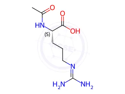 Chemical structure of (2S)-2-Acetamido-5-(diaminomethylideneamino)pentanoic Acid