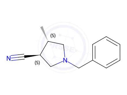 Chemical structure of (3s,4s)-1-benzyl-4-methylpyrrolidine-3-carbonitrile