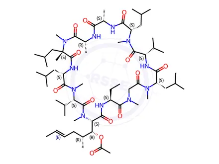 Chemical structure of Cyclosporin A Acetate