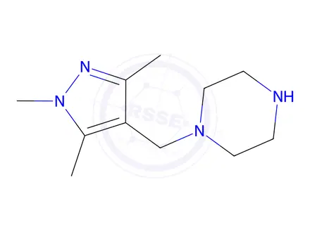 Chemical structure of 1-[(1,3,5-trimethyl-1H-pyrazol-4-yl)methyl]piperazine