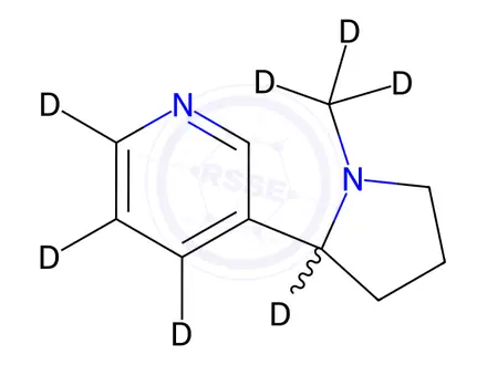 Chemical structure of rac-Nicotine-d7 (N-methyl-d3; pyridine-d4)