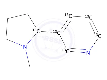 Chemical structure of rac-Nicotine-1,2’,3’,4’,5’,6’-13C6 (Solution in Methanol-0.025% w/v)