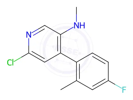 Chemical structure of 6-Chloro-4-(4-fluoro-2-methylphenyl)-N-methylpyridin-3-amine