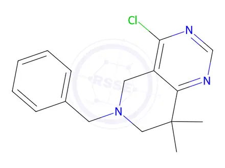 Chemical structure of 6-Benzyl-4-chloro-8,8-dimethyl-5,6,7,8-tetrahydropyrido[4,3-d]pyrimidine