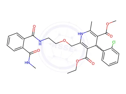 Chemical structure of Amlodipine EP Impurity B (Amlodipine USP Related Compound B, Methylaminophthaloyl Amlodipine)