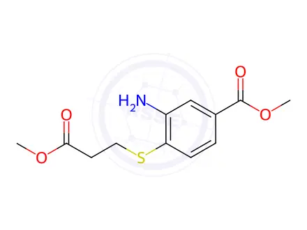 Chemical structure of Benzoic acid, 3-amino-4-[(3-methoxy-3-oxopropyl)thio]-, methyl ester