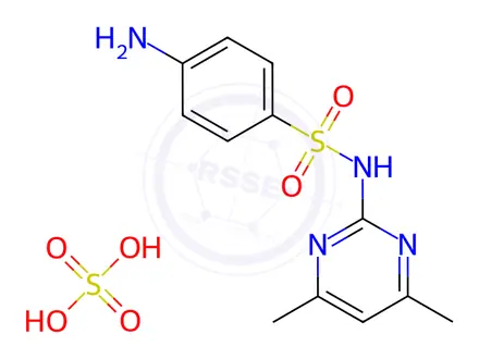 Chemical structure of 4-Amino-N-(4,6-dimethylpyrimidin-2-yl)benzenesulfonamide sulfate