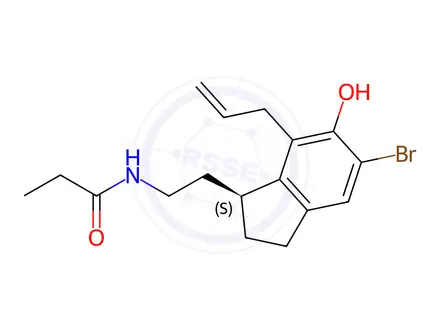 Chemical structure of (S)-N-[2-[7-Allyl-5-bromo-2,3-dihydro-6-hydroxy-1H-inden-1-yl]ethyl]propanamide