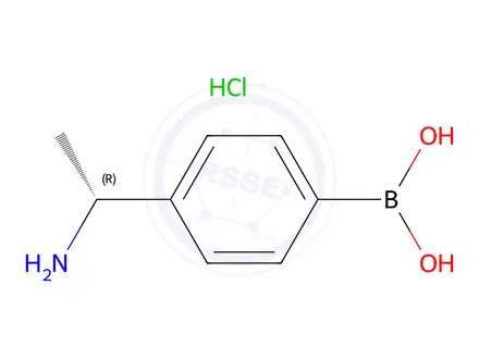 Chemical structure of 4-[(1R)-1-Aminoethyl]phenylboronic acid hydrochloride