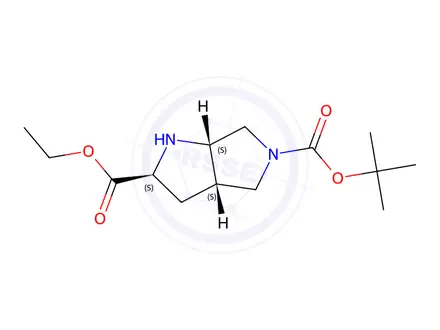Chemical structure of O5-tert-butyl O2-ethyl rel-(2S,3aS,6aS)-2,3,3a,4,6,6a-hexahydro-1H-pyrrolo[3,4-b]pyrrole-2,5-dicarboxylate