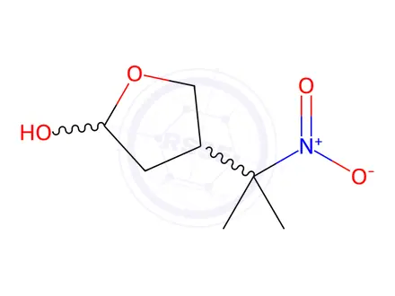 Chemical structure of 2-Hydroxy-4-(1-methyl-1-nitroethyl)-tetrahydrofuran(Mixture of Diastereomers)