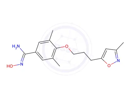 Chemical structure of N-Hydroxy-3,5-dimethyl-4-[3-(3-methyl-5-isoxazolyl)propoxy]benzenecarboximidamide