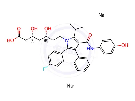 Chemical structure of 4-Hydroxy Atorvastatin Disodium Salt