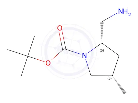 Chemical structure of Tert-butyl (2S,4S)-2-(aminomethyl)-4-methylpyrrolidine-1-carboxylate
