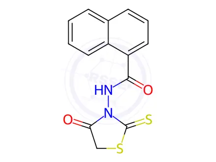 Chemical structure of N-(4-Oxo-2-thioxothiazolidin-3-yl)-1-naphthamide
