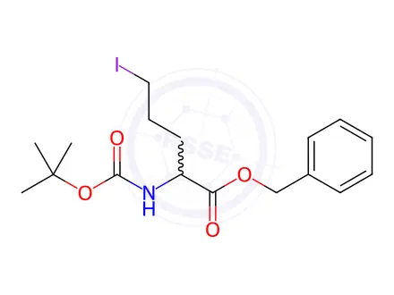 Chemical structure of Norvaline, N-[(1,1-dimethylethoxy)carbonyl]-5-iodo-, phenylmethyl ester