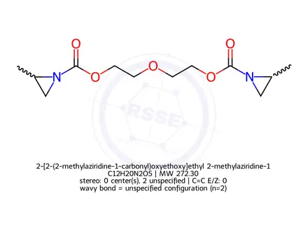 Chemical structure of 2-[2-(2-methylaziridine-1-carbonyl)oxyethoxy]ethyl 2-methylaziridine-1-carboxylate