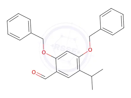 Chemical structure of 2,4-Bis(phenylmethoxy)-5-propan-2-ylbenzaldehyde