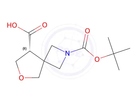 Chemical structure of (R)-2-(tert-butoxycarbonyl)-6-oxa-2-azaspiro[3.4]Octane-8-carboxylic acid