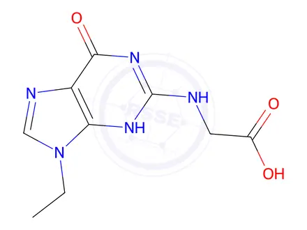 Chemical structure of 2-((9-Ethyl-6-oxo-6,9-dihydro-3H-purin-2-yl)amino)acetic acid