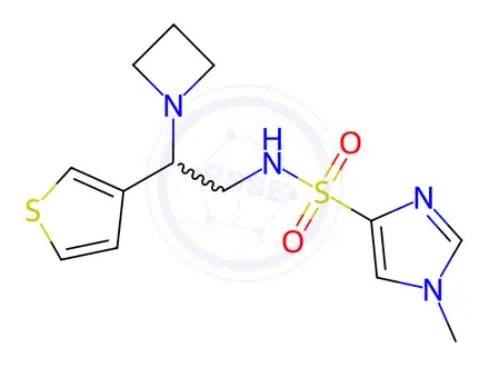 Chemical structure of N-(2-(Azetidin-1-yl)-2-(thiophen-3-yl)ethyl)-1-methyl-1H-imidazole-4-sulfonamide