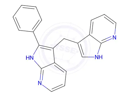 Chemical structure of 3,3'-Methylenebis[2-phenyl-1H-pyrrolo[2,3-b]pyridine]
