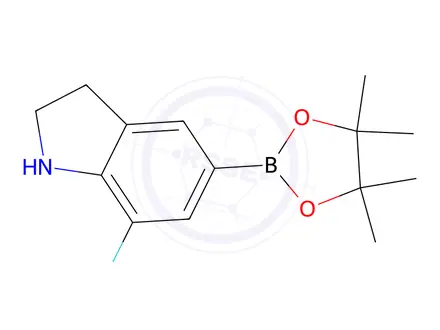 Chemical structure of 7-Fluoro-5-(4,4,5,5-tetramethyl-1,3,2-dioxaborolan-2-yl)indoline