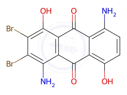 Chemical structure of 1,5-diaminodibromo-4,8-dihydroxyanthraquinone