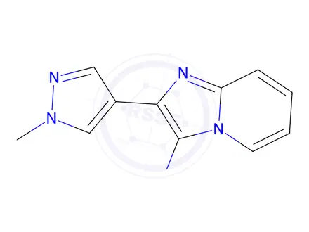 Chemical structure of 2-(1-methyl-1H-pyrazol-4-yl)imidazo[1,2-a]pyridin-3-amine