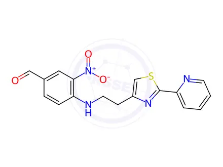 Chemical structure of 3-Nitro-4-({2-[2-(pyridin-2-yl)-1,3-thiazol-4-yl]ethyl}amino)benzaldehyde