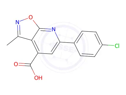 Chemical structure of 6-(4-Chlorophenyl)-3-methyl-[1,2]oxazolo[5,4-b]pyridine-4-carboxylic acid