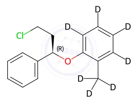 Chemical structure of (R)-3-Chloro-1-phenyl-1-(2-methylphenoxy-d7)propane