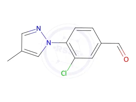 Chemical structure of 3-Chloro-4-(4-methyl-1H-pyrazol-1-yl)benzaldehyde