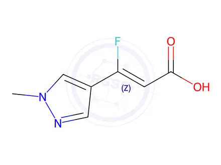 Chemical structure of (2Z)-3-fluoro-3-(1-methyl-1H-pyrazol-4-yl)prop-2-enoic acid