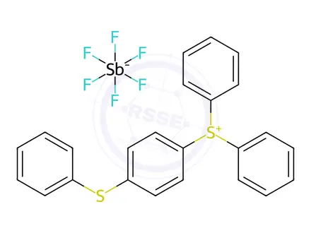 Chemical structure of 4-Thiophenyl Phenyl Diphenyl Sulfonium HexafluoroantimoNAte