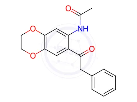 Chemical structure of N-(7-(2-phenylacetyl)-2,3-dihydrobenzo[b][1,4]dioxin-6-yl)acetamide